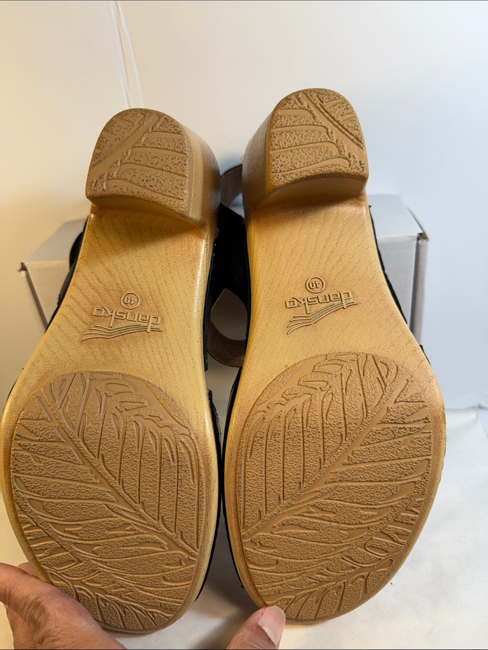 Dansko Black Leather Slingback Sandals with Gold Buckle - Picture 4 of 5